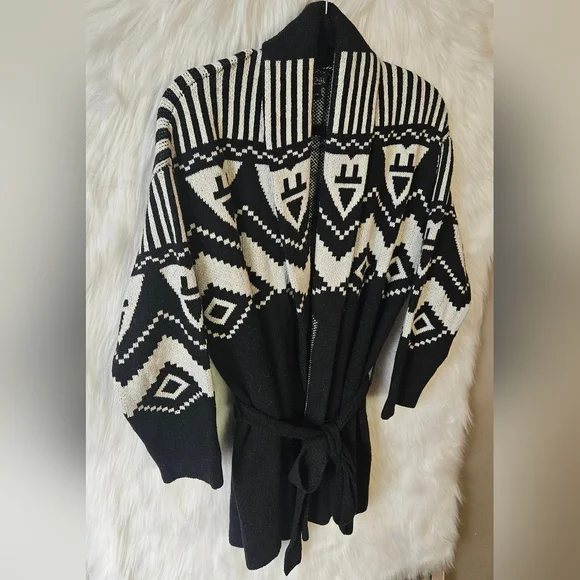RACHEL Rachel Roy Black & White Geometric Cardigan - Picture 2 of 8